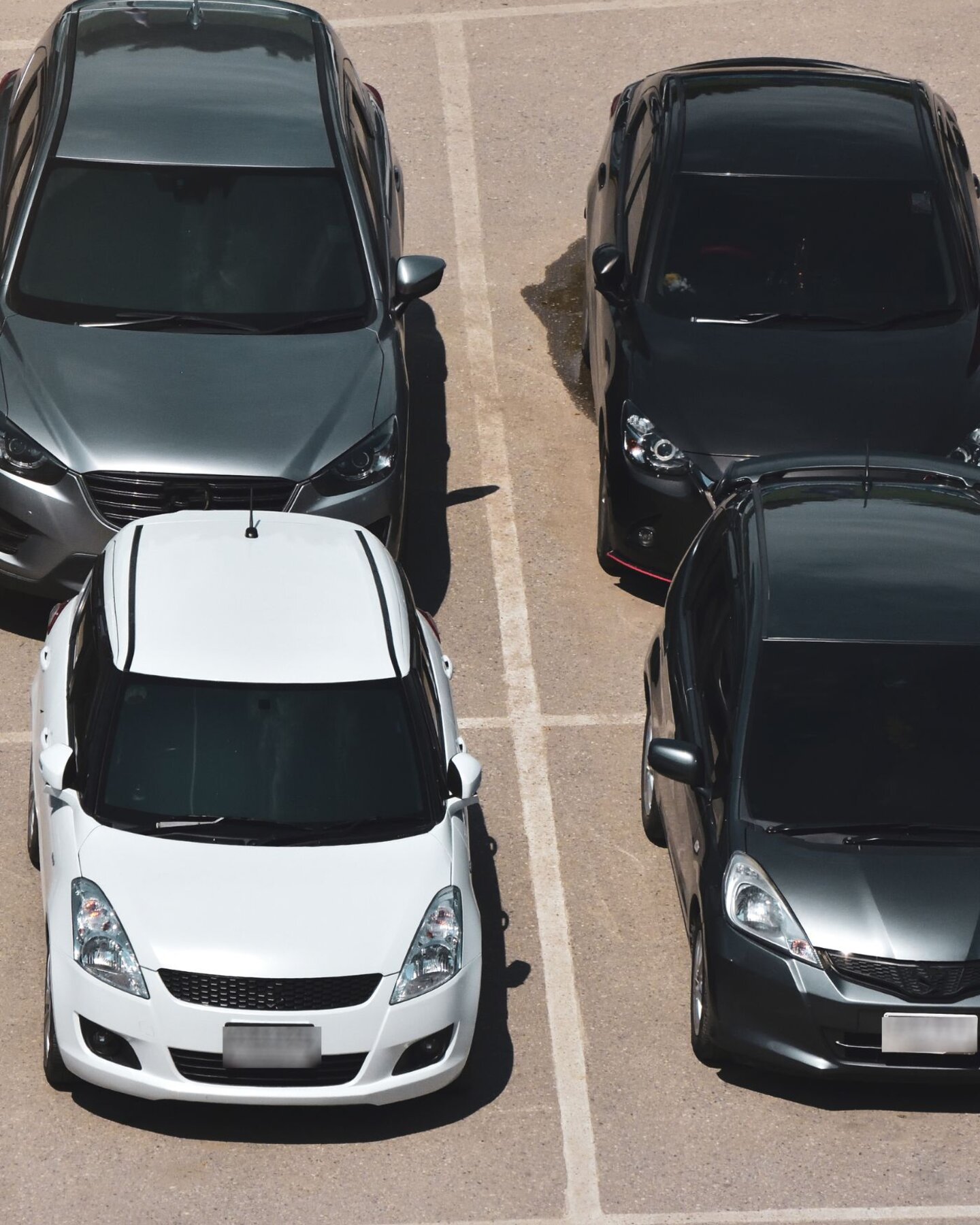 Auto parcheggiate in fila in un parcheggio scoperto vicino alla fiera